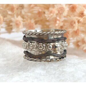 Balinese Chunky Meditation Spinner 925 Sterling Silver Vintage Ring - sz 8.5